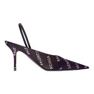 👡 🆕 Balenciaga Women Square Knife Slingback 80mm Mule W/ Rhinestones in Black